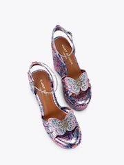 Kurt Geiger London Purple Butterfly Wedge Sandals - Image 2 of 4