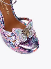 Kurt Geiger London Purple Butterfly Wedge Sandals - Image 3 of 4