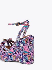 Kurt Geiger London Purple Butterfly Wedge Sandals - Image 4 of 4