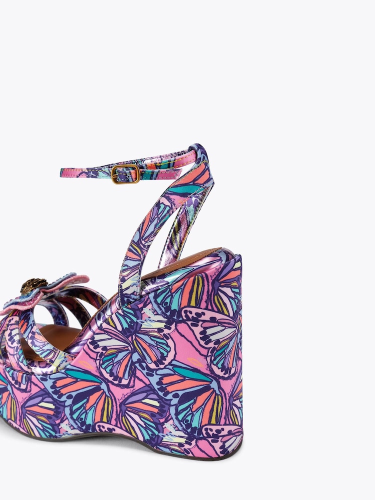 Kurt Geiger London Purple Butterfly Wedge Sandals - Image 4 of 4