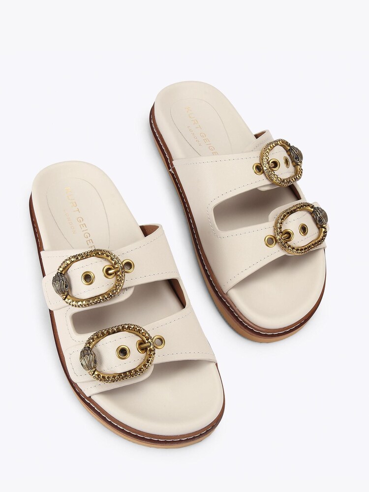 Kurt Geiger London White Mayfair 2 Buckle Sandals - Image 2 of 4