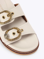 Kurt Geiger London White Mayfair 2 Buckle Sandals - Image 3 of 4