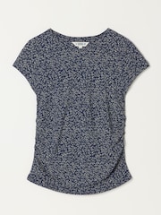 Navy Coral Print - FatFace Short Sleeve Ruched Top - 6의 이미지 6
