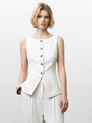 French Connection White Vinnie Pinstripe Waistcoat - Image 1 of 6