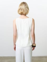 French Connection White Vinnie Pinstripe Waistcoat - Image 2 of 6