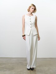 French Connection White Vinnie Pinstripe Waistcoat - Image 4 of 6