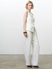 French Connection White Vinnie Pinstripe Waistcoat - Image 5 of 6