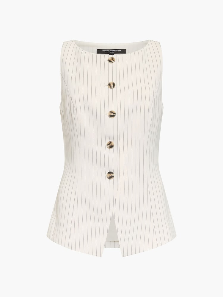 French Connection White Vinnie Pinstripe Waistcoat - Image 6 of 6