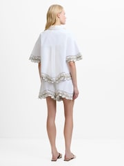 French Connection White Alissa Cotton Embroidered Trim Shirt - Image 2 of 5