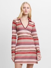 French Connection Charleen Crochet Striped Mini Dress - Image 1 of 6