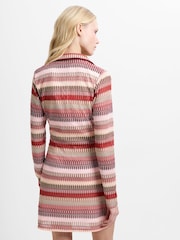 French Connection Charleen Crochet Striped Mini Dress - Image 2 of 6