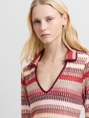 French Connection Charleen Crochet Striped Mini Dress - Image 4 of 6