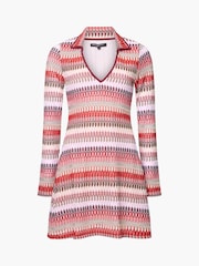 French Connection Charleen Crochet Striped Mini Dress - Image 5 of 6