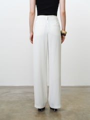 French Connection White Vinnie Pinstripe Wide Leg Trousers - Image 5 of 7