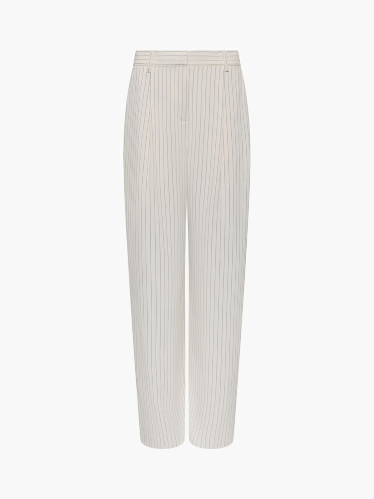 French Connection White Vinnie Pinstripe Wide Leg Trousers - Image 7 of 7