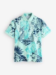 J.Lindeberg Blue Tour Tech Print Polo Shirt - Image 1 of 1