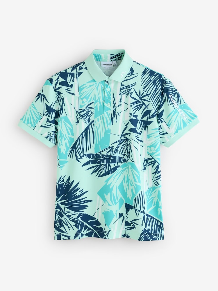 J.Lindeberg Blue Tour Tech Print Polo Shirt - Image 1 of 1 J.Lindeberg Blue Tour Tech Print Polo Shirt - Image 1 of 1
