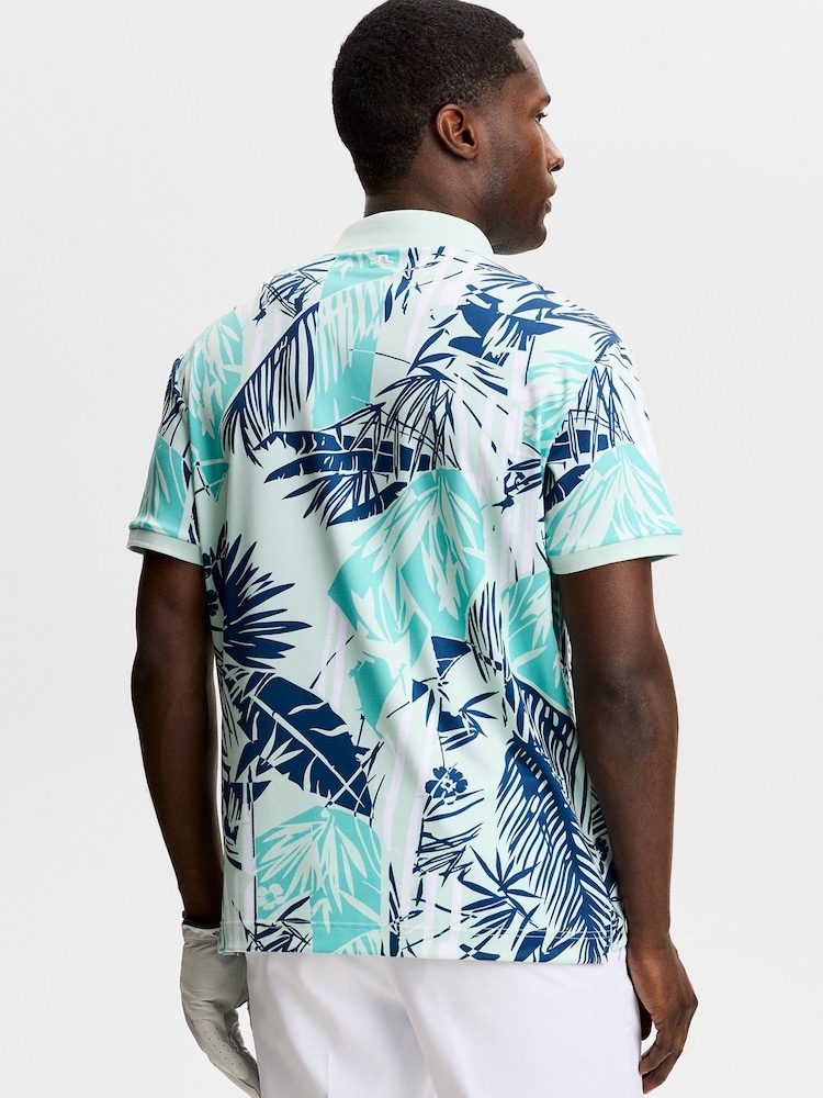 J.Lindeberg Blue Tour Tech Print Polo Shirt - Image 2 of 5 J.Lindeberg Blue Tour Tech Print Polo Shirt - Image 2 of 5