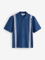 J.Lindeberg Blue Rylan Stripe Knit Golf Polo Shirt - Image 1 of 1