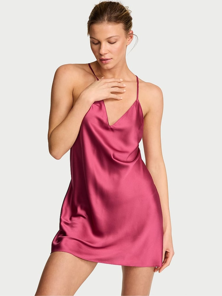 Victoria's Secret Peony Pink Satin Open Back Slip - Image 1 of 2
