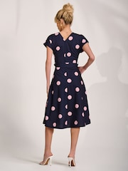 Jolie Moi Navy V-Neck Print Scuba Midi Dress - Image 2 of 6