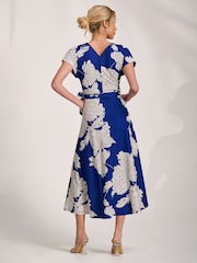 Jolie Moi Blue Kimono Sleeve Print Scuba Midaxi Dress - Image 2 of 6