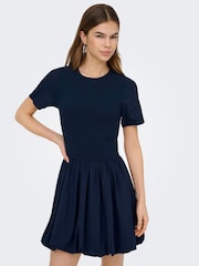 ONLY Smocked Balloon Linen Blend Mini Dress - Bild 3 von 6