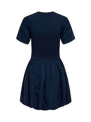 ONLY Smocked Balloon Linen Blend Mini Dress - Bild 6 von 6