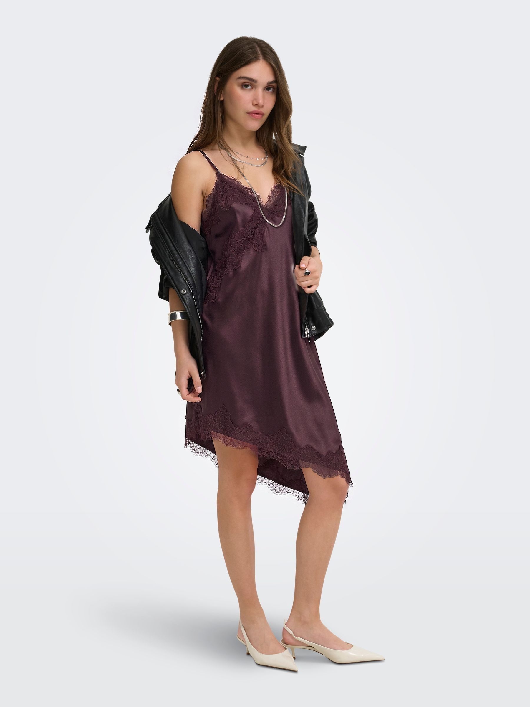 sparkle lace satin dress ブラウン Buy ONLY Brown Aysmetric Lace Detail Satin Dress from Next Romania
