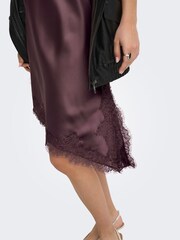 ONLY Brown Aysmetric Lace Detail Satin Dress - Image 4 of 8