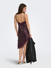 ONLY Brown Aysmetric Lace Detail Satin Dress - Image 5 of 8