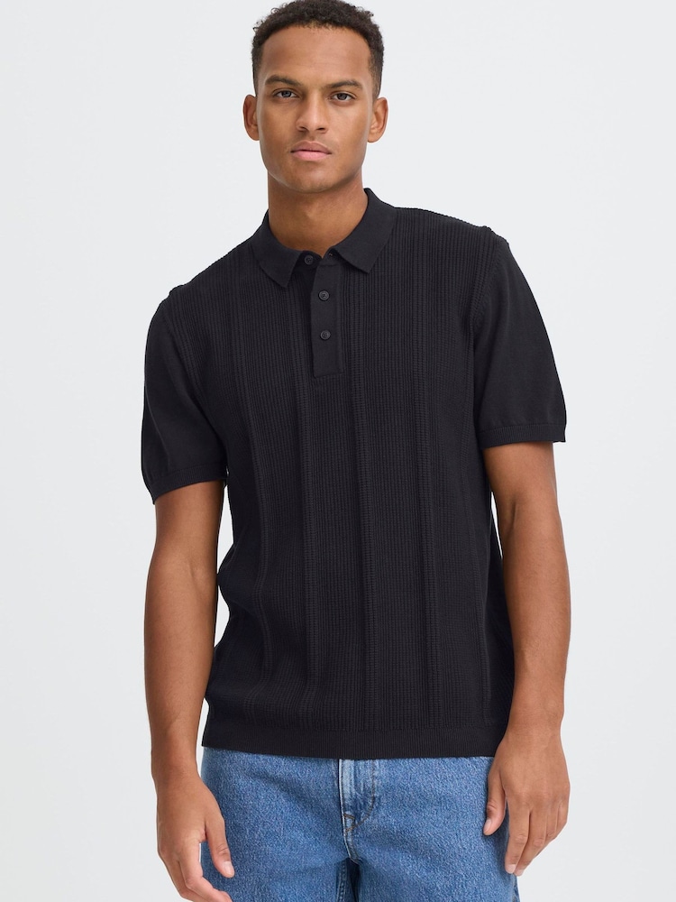 Blend Black Baron Knitted Polo Shirt - Image 1 of 5