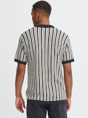 Blend Blue Carly Stripe Open Collar Polo Shirt - Image 2 of 6