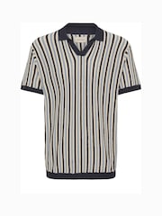 Blend Blue Carly Stripe Open Collar Polo Shirt - Image 5 of 6