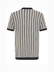 Blend Blue Carly Stripe Open Collar Polo Shirt - Image 6 of 6
