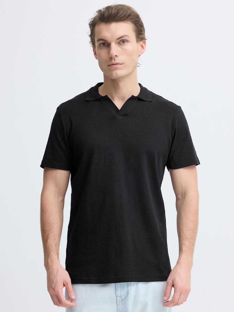 Blend Black Eskild Knit Collard Polo Shirt - Image 1 of 8