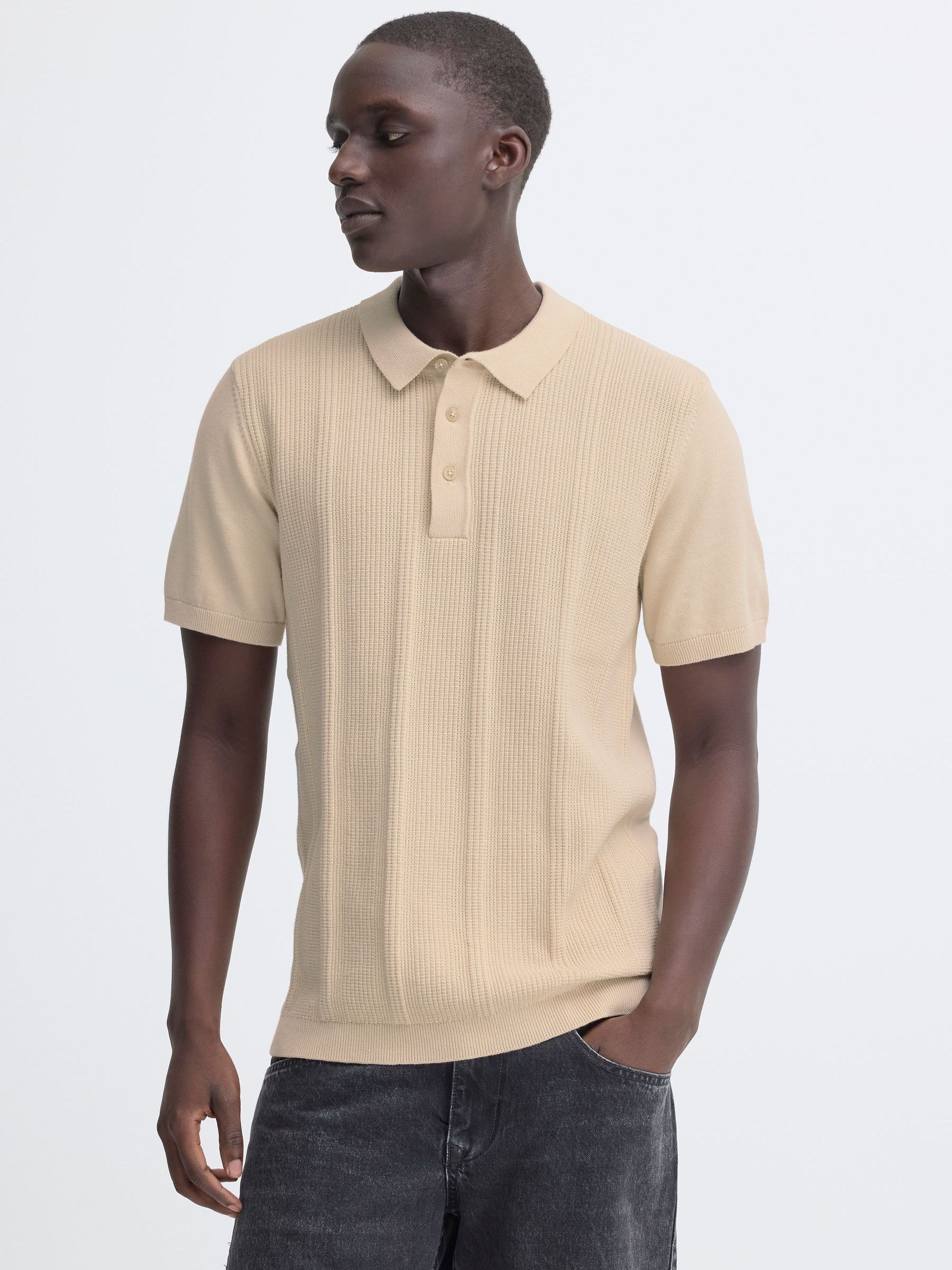 Buy Blend Natural Baron Knitted Polo Shirt from the Next UK online