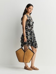 Free People Black Raven Printed Mini Dress - Image 2 of 6