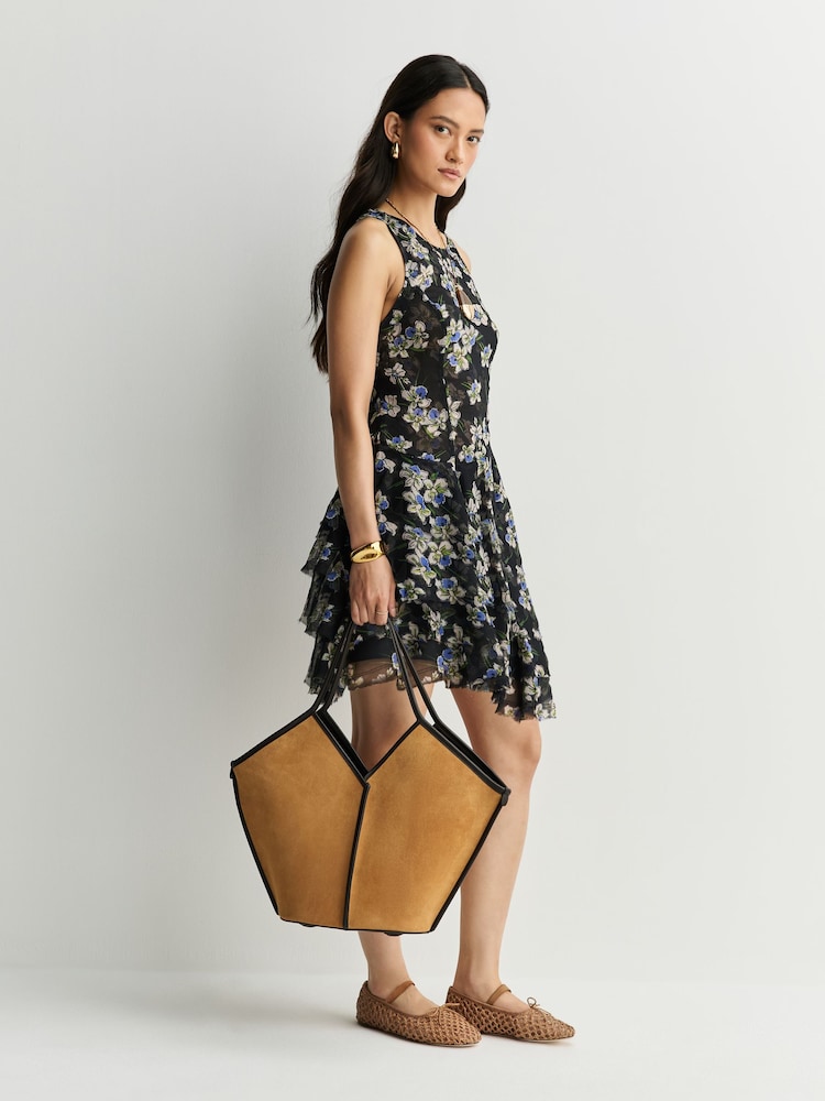 Free People Black Raven Printed Mini Dress - Image 2 of 6