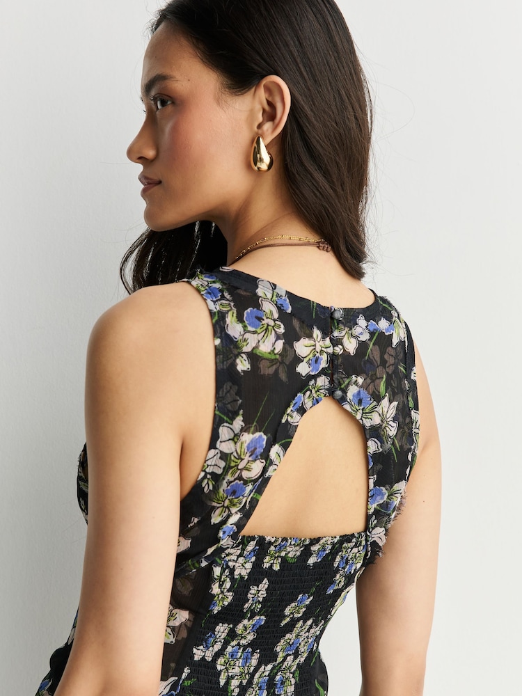 Free People Black Raven Printed Mini Dress - Image 6 of 6
