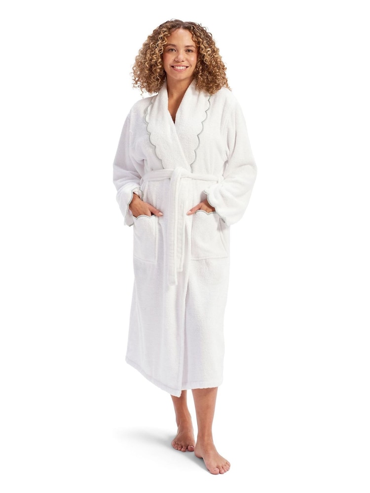 Christy Silver Scallop Edge Embroidered Cotton Bath Robe - Image 1 of 4