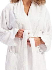 Christy White Scallop Edge Embroidered Cotton Bath Robe - Image 3 of 4