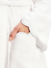 Christy White Scallop Edge Embroidered Cotton Bath Robe - Image 4 of 4