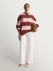 Free People Red Classic Wide Stripe Crew Neck Jumper - Image 2 of 5