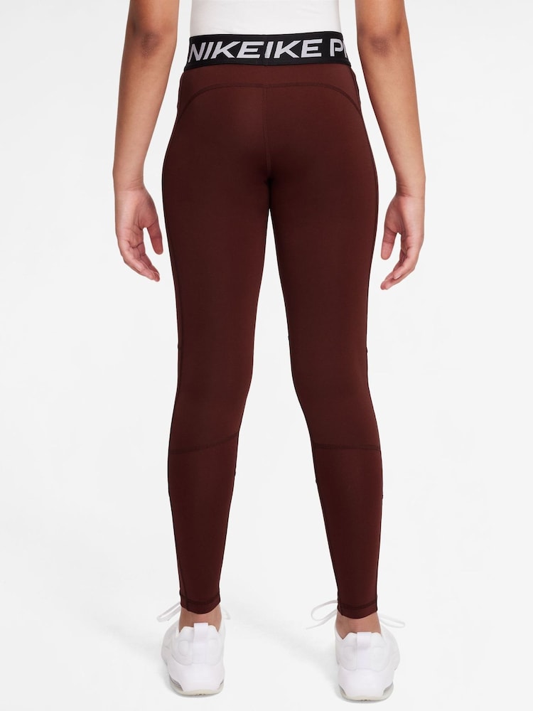 Nike Mystic Date Brown Dri-FIT High Waisted Pro Leggings - Image 2 of 3 Nike Mystic Date Brown Dri-FIT High Waisted Pro Leggings - Image 2 of 3