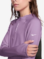 Fioletowy - Bluza Nike Pro Dri-FIT z długim rękawem i krótkim zamkiem - Obraz 3 z 3
