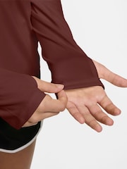 Nike Mystic Date Brown Tempo Dri-FIT Long-Sleeve Half-Zip Top - Image 3 of 4