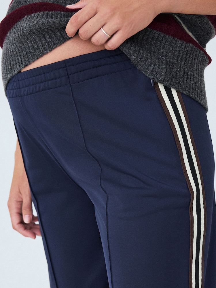 Navy Blue Side Stripe Maternity Wide Leg Trousers - Image 5 of 5 Navy Blue Side Stripe Maternity Wide Leg Trousers - Image 5 of 5