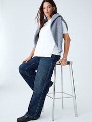 Denim en azul oscuro - Maternity Over the Bump Wide Leg Jeans - Imagen 2 de 9