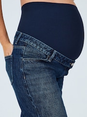 Denim en azul oscuro - Maternity Over the Bump Wide Leg Jeans - Imagen 5 de 9